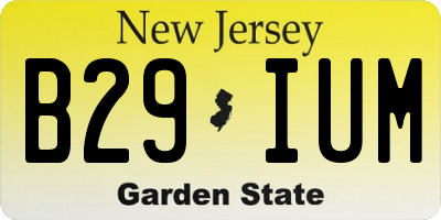 NJ license plate B29IUM
