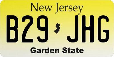 NJ license plate B29JHG
