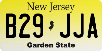 NJ license plate B29JJA