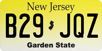 NJ license plate B29JQZ