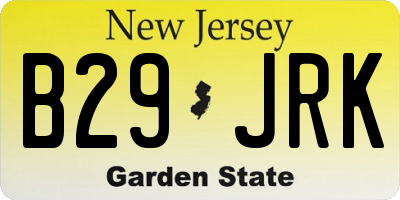NJ license plate B29JRK