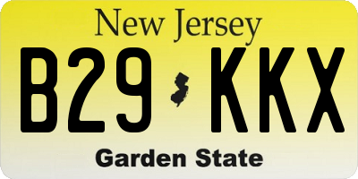 NJ license plate B29KKX
