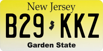NJ license plate B29KKZ