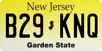 NJ license plate B29KNQ