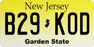 NJ license plate B29KOD