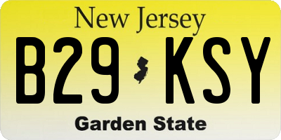 NJ license plate B29KSY