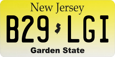 NJ license plate B29LGI