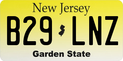 NJ license plate B29LNZ