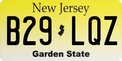 NJ license plate B29LQZ