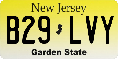 NJ license plate B29LVY