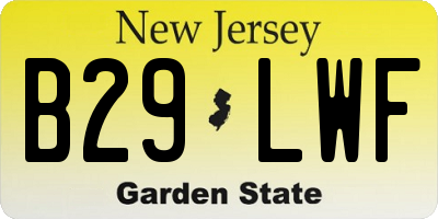 NJ license plate B29LWF