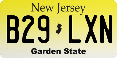 NJ license plate B29LXN