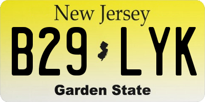 NJ license plate B29LYK