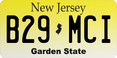 NJ license plate B29MCI