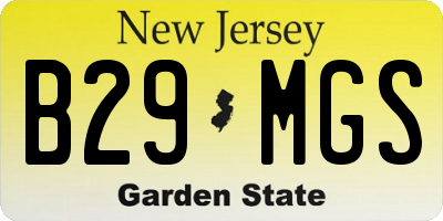 NJ license plate B29MGS