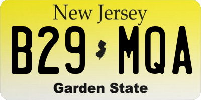 NJ license plate B29MQA