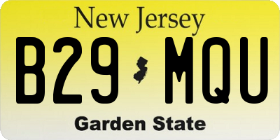 NJ license plate B29MQU