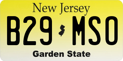 NJ license plate B29MSO