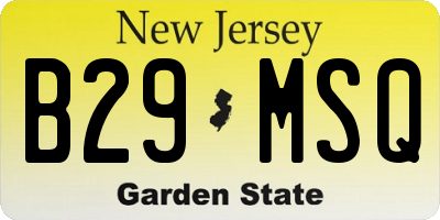NJ license plate B29MSQ