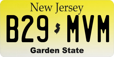 NJ license plate B29MVM