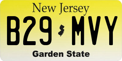 NJ license plate B29MVY