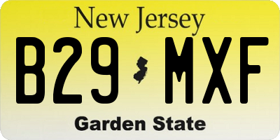 NJ license plate B29MXF