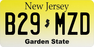 NJ license plate B29MZD