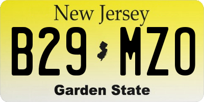NJ license plate B29MZO