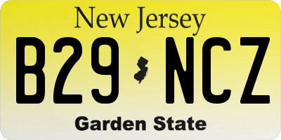 NJ license plate B29NCZ