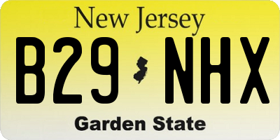 NJ license plate B29NHX