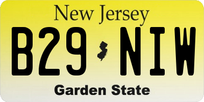 NJ license plate B29NIW