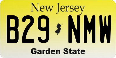 NJ license plate B29NMW