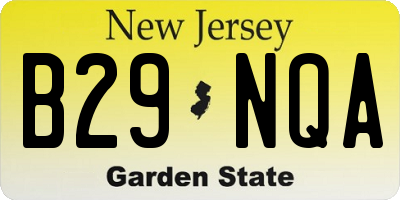 NJ license plate B29NQA