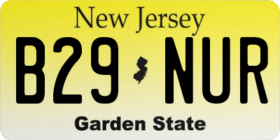 NJ license plate B29NUR