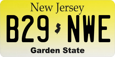 NJ license plate B29NWE