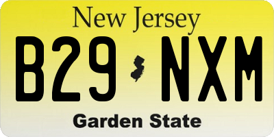 NJ license plate B29NXM