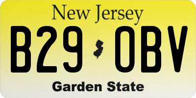 NJ license plate B29OBV