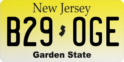 NJ license plate B29OGE