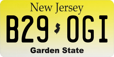 NJ license plate B29OGI