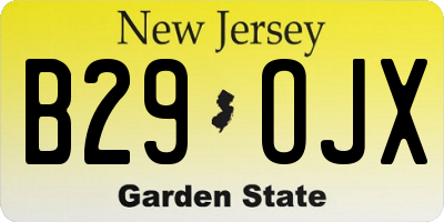 NJ license plate B29OJX