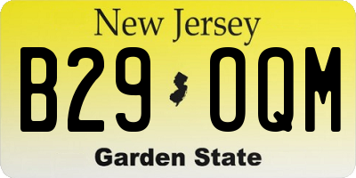 NJ license plate B29OQM