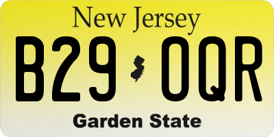 NJ license plate B29OQR