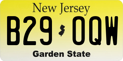 NJ license plate B29OQW