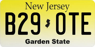 NJ license plate B29OTE