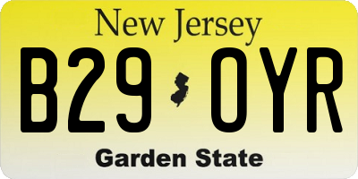 NJ license plate B29OYR
