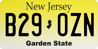 NJ license plate B29OZN