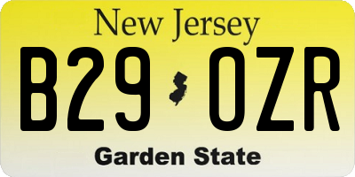 NJ license plate B29OZR