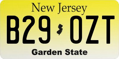 NJ license plate B29OZT