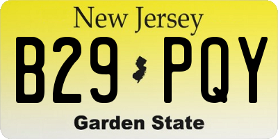 NJ license plate B29PQY