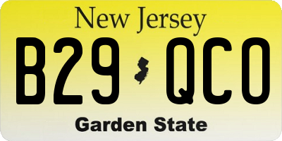 NJ license plate B29QCO